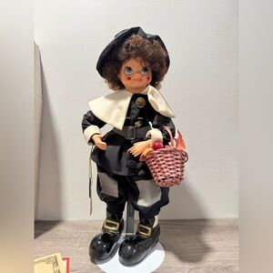 Brinn's 1986 November Calendar Clown Collectible Porcelain Doll Pilgrim 14"
